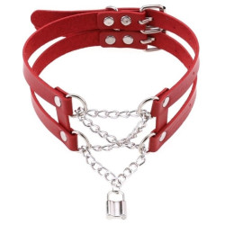 Joy Jewels Collier Ras de cou Pendant Lock Rouge